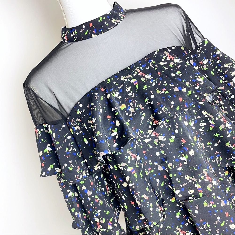 P LUCA MILANO Top, Sheer Neckline, Sz M, NWOT